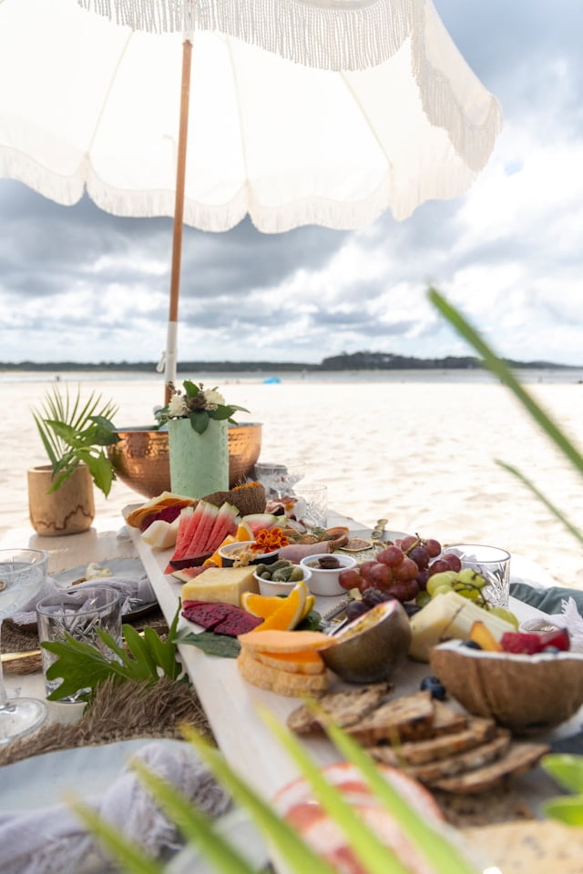 Beaches make for an ideal location for a luxury picnic.